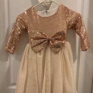 Gold sequin and tulle girls dress